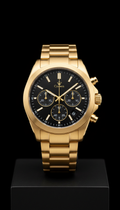 Reloj cronógrafo oro crown esfera negra