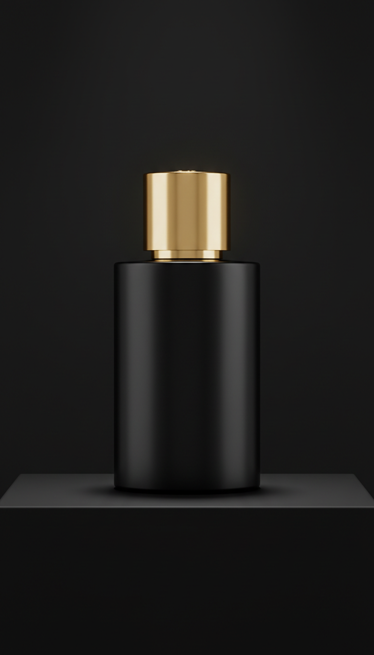 Perfume Prestige Noir frasco tapón dorado