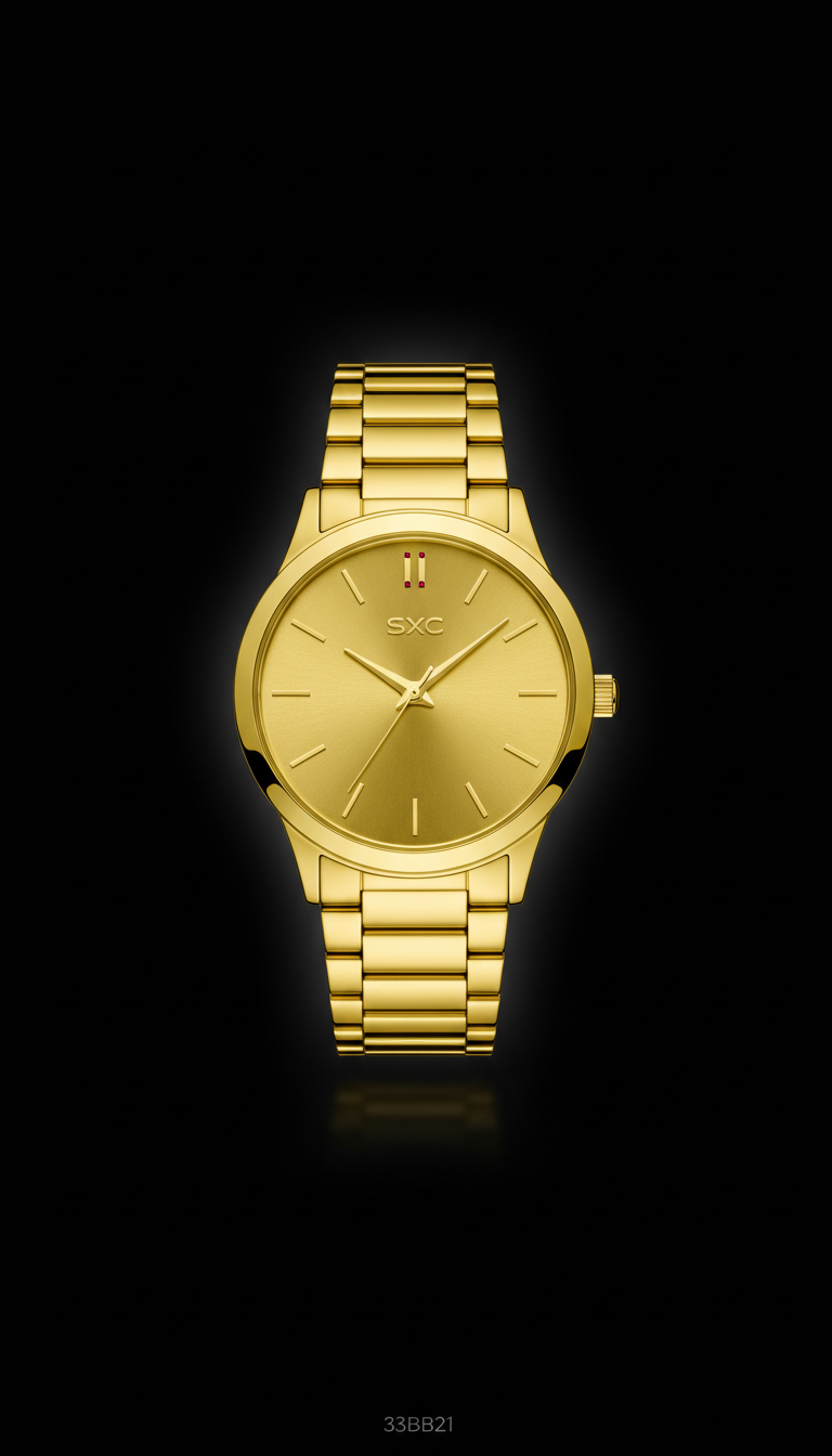 Reloj de diseñador en oro pulido